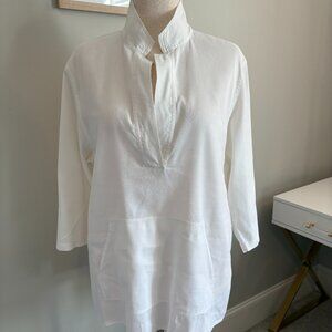 Eileen Fisher Size M White 100% Linen Blouse